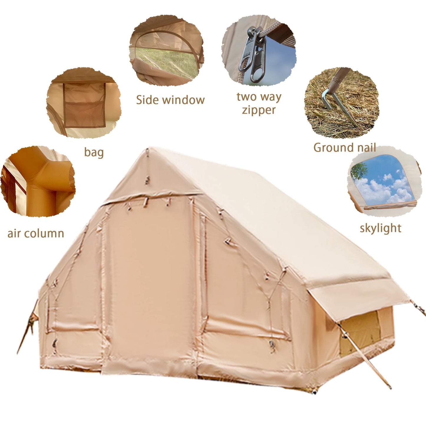 PAKICETUS Inflatable camping tent 4-8 people with windows portable water-resistant camping tent  Four season tents