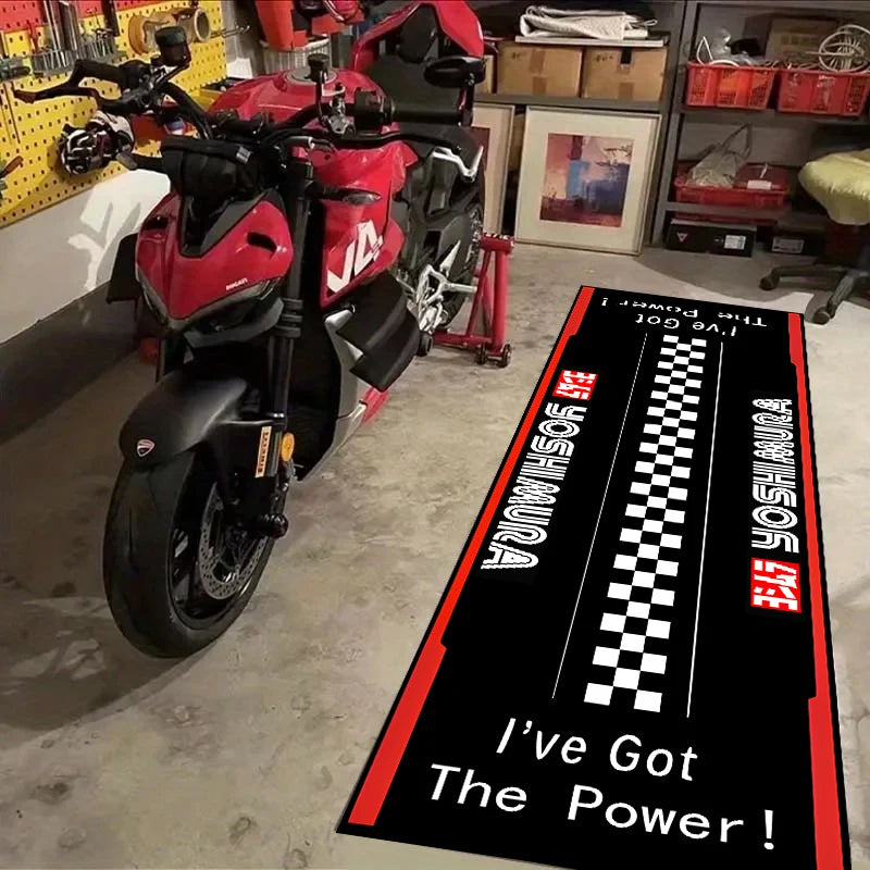 Motorcycle Carpet Garage Mat Racing Cool Moto Display Motorcycle Display Mat Anti-slip Home Decor Long Strip Comfortable Rugs
