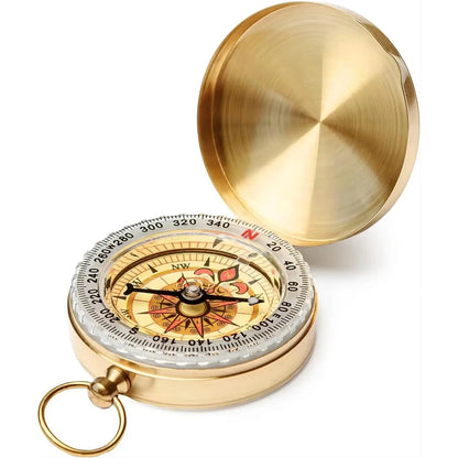 TRALOW Brass Pocket Handheld Compass, Water‑Resistant Navigation Tool for Camping Hiking Orienteering Outdoor Survival Gear