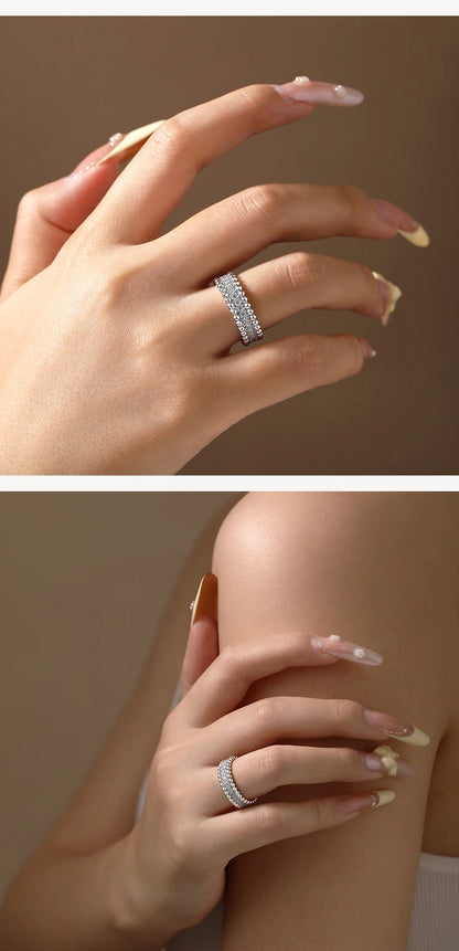 2026 Luxury Round-cut S925 925 Silver-plated Artificial Moissanite Eternal Ring for Women Party Jewelry Holiday Gift