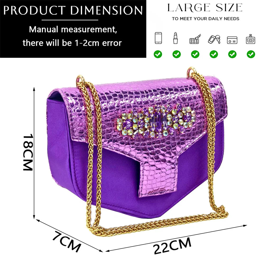 2024 Italian Design Rhinestone-encrusted Ladies Party Shoes And Special Bag High Heels And Dual Purpose Bag Women's Shoes