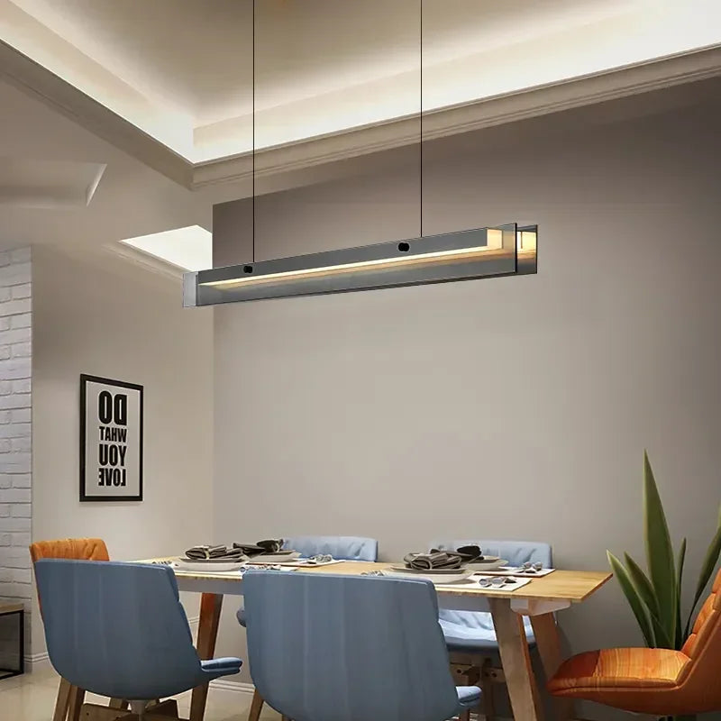 Nordic Long Glass Ceiling Chandelier Dimmable for Table Dining Room Kitchen Island Office Pendant Lights Decor Hanging Fixture