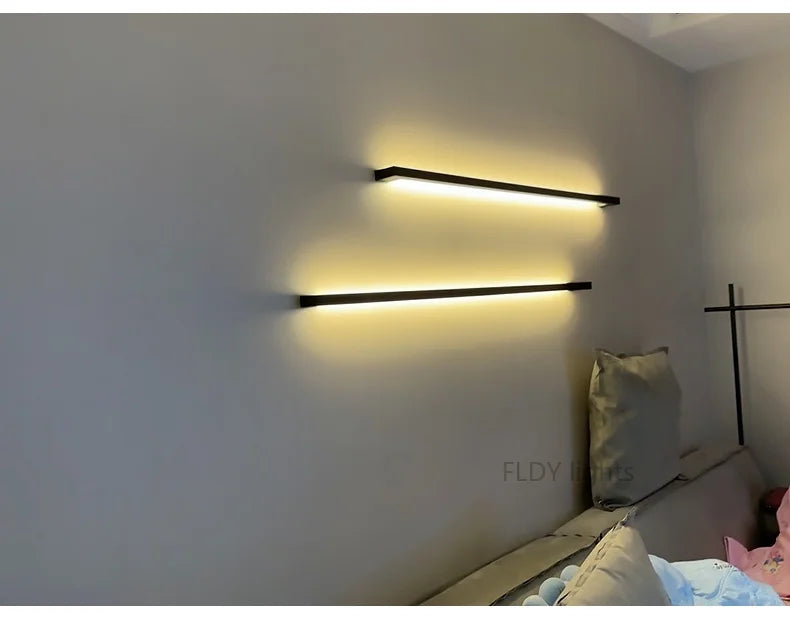 Modern Minimalist Long Wall Lamp LED Wall Mounted Light Indoor Living Room Bedroom Background Lamp Home Decora Fixtures 110/220V