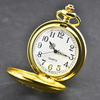 Retro Charm Neutral Fashion Textuable Quartz Pocket Watch Steampunk Men's and Women's Necklace Pendant Gift