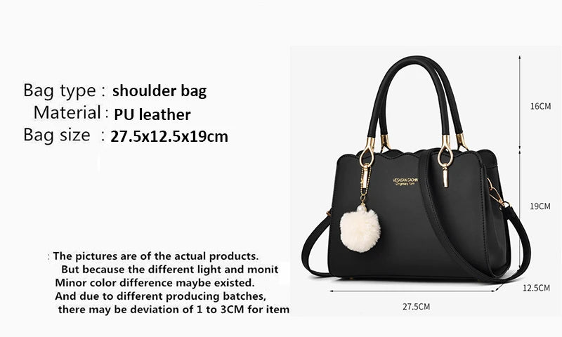 Yogodlns Women Handbags Ladies Large Tote Bag Female Square Shoulder Bags Bolsas Femininas Sac PU Leather Hairball Crossbody Bag