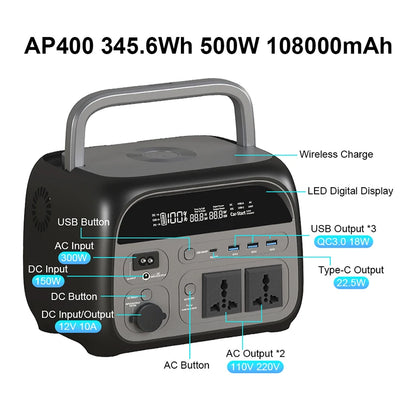 Ctolity Power Stations for Camping Equipment Powerbank 300w 1000w 2000w Portable Power Station Lifepo4 Battery Solar Generator