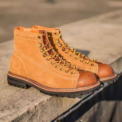 New High Quality Handmade Men Ankle Boots Cow Suede Real Leather Shoes Outdoor Tooling Business Boots Wedding Motorcycle Boot