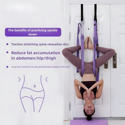 Luxury Purple Aerial Yoga Rope - Soft Fabric+Stable Support, Home Workout Safety, Single Piece