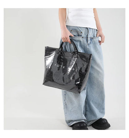 Crocodile Texture Tote Bag Pvc Kraft Paper Large Capacity Luxury Hobo Handbag Women Casual Shopping Letters Top Handle Hand Bags