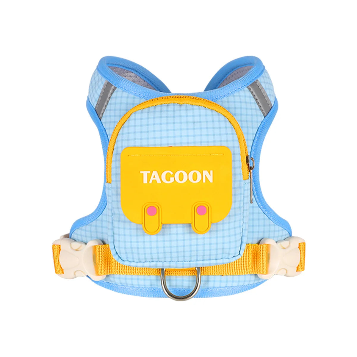 Dog Backpack Harness Cute Plaid Outdoor Self-Carrying Bag for Pets Puppy Chest Vest for Walking Adjustable for Small Medium Dogs