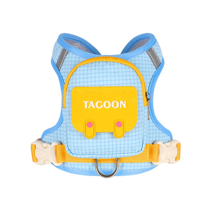 Dog Backpack Harness Cute Plaid Outdoor Self-Carrying Bag for Pets Puppy Chest Vest for Walking Adjustable for Small Medium Dogs