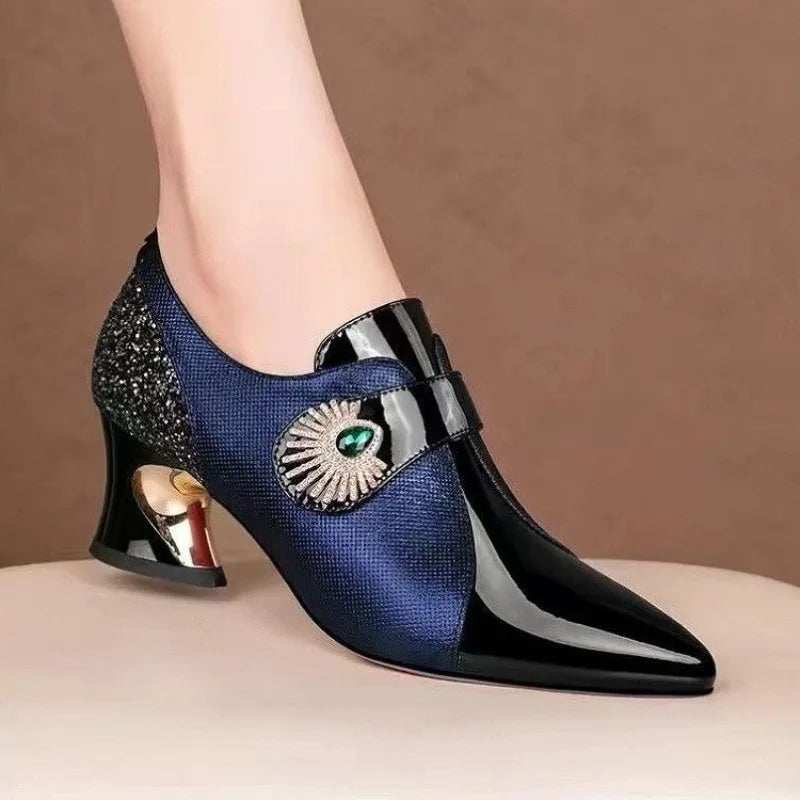 2026 Zapatos De Mujer Women Cute Green Pu Leather Pointed Toe High Heel Shoes Lady Classic Black Office Pumps Sapatos Femininas