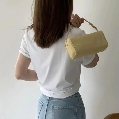 2025 New Luxury 90s Pen Holder Bag Genuine Soft Cowhide & Suede Mini Crossbody Bag Hand-Carry Vintage Shoulder Purse for Women