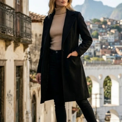 Women’s Winter Jacket Single-button Long Coat Warm Elegant Streetwear Wool-Blend Jacket Womens Casual Wear Female Winter Jackets