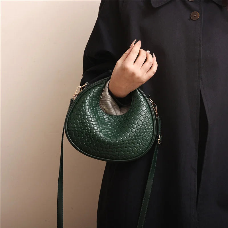 Fashion Black Half Moon Bag Luxury Pu Leather Ladies Purses and Handbags Crossbody Women Shoulder Bags