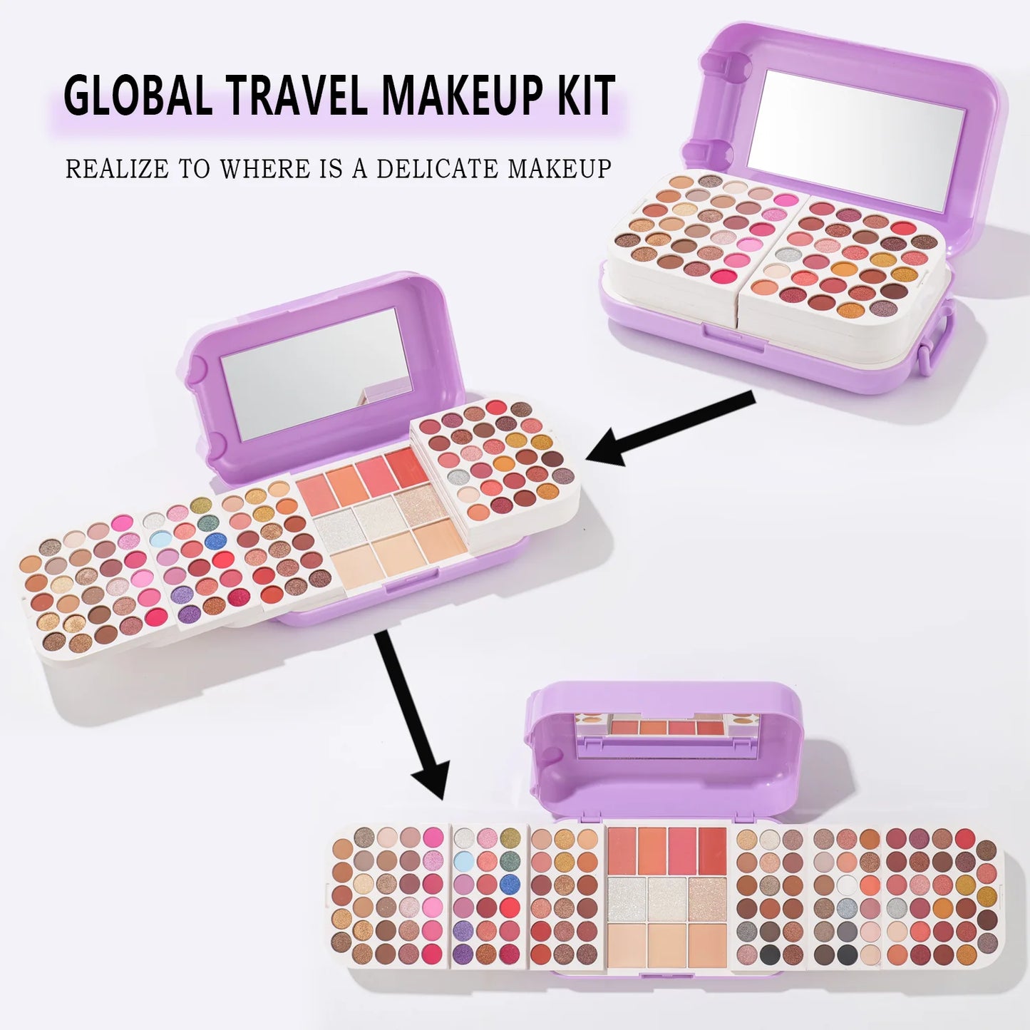 Miss Rose Makeup Travel Case Makeup Plate Eye Shadow Powder Blusher Set One High Gloss Powder Lasting Makeup With Mirror