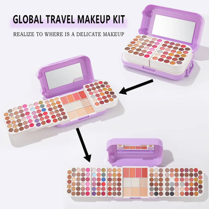 Miss Rose Makeup Travel Case Makeup Plate Eye Shadow Powder Blusher Set One High Gloss Powder Lasting Makeup With Mirror