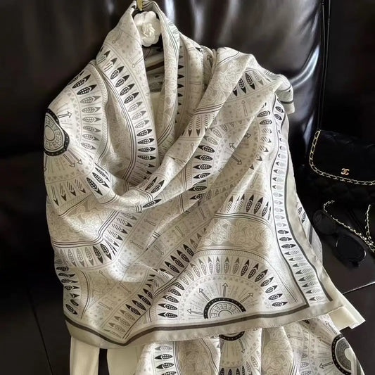 Chunqiu Retro Cotton and Linen Scarf for Women, New Summer UV Protection Shawl, Long-Length Ethnic Style, Versatile for Travel a