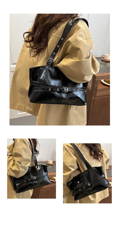 Winter Style Women's Retro Minimalist Tote Shoulder Bag 2025 Autumn Large Capacity Commuting Top-Handle Hand Bags for Women