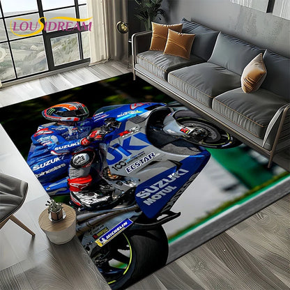 2025 Racing Car S-SUZUKI Logo Motorcycle Carpet Rug for Bedroom Living Room Home Sofa Decoration,kids Play Decor Floor Mat Gift