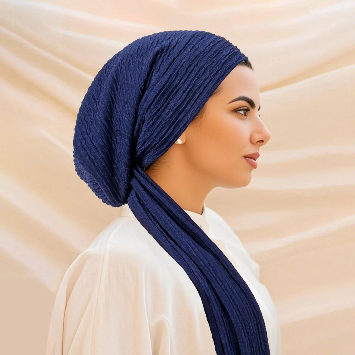 2026 New Solid Color Turban Hijab Hats Long Tail Head Wraps Elastic Muslim Hats Breathable Chemo Cap For Women Girls