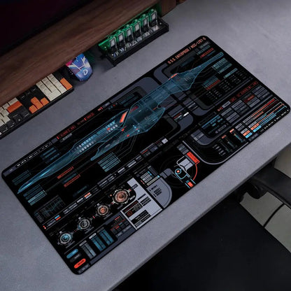 Starship Blueprint Pad Desk Pad Mouse Pad Gamer Computer Cabinet Star Trek Game Office Accessories Keyboard Anime Extended Large