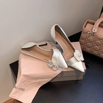 Two Piece High Heel Women's Shoes with Silk Satin Flower Decoration Women's High Heel Sandals Luxury Designer Women's Shoes