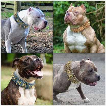5CM Wide Spiked Studded Dog Collar Anti-Bite PU Leather Pet Collar for Large Dogs Pitbull Mastiff Pet Supplies Accessories