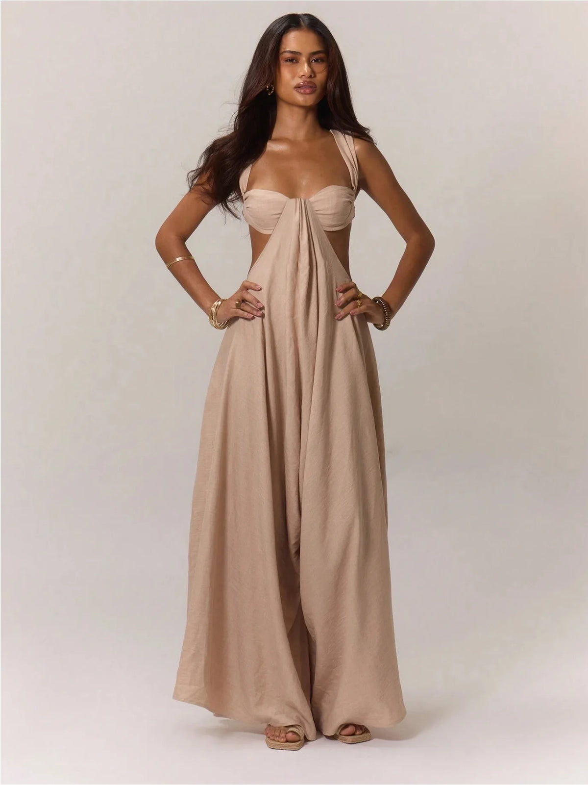 2026 Backless Jumpsuits For Woman Jumpsuit Sling Hollow Out Slim Solid Color Sleeveless Casual Elegant Temperament Simple Style