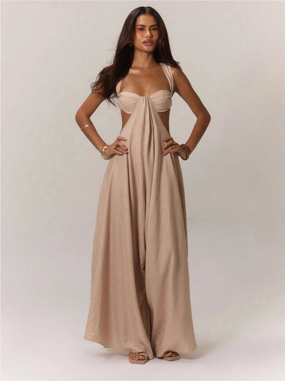 2026 Backless Jumpsuits For Woman Jumpsuit Sling Hollow Out Slim Solid Color Sleeveless Casual Elegant Temperament Simple Style