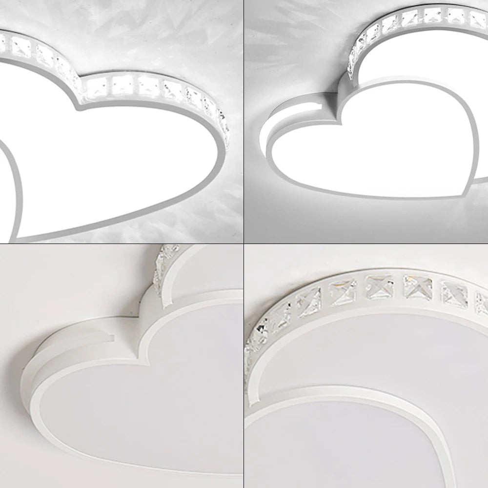 Modern Heart Shaped Ceiling Lights Crystal LED Flush Mount Lamp Cartoon Children's Room Living Room Bedroom Lamp Fixture