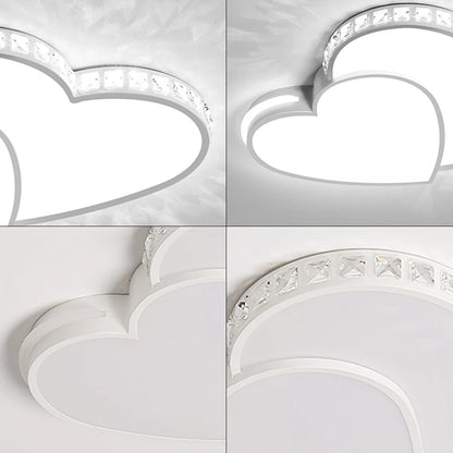 Modern Heart Shaped Ceiling Lights Crystal LED Flush Mount Lamp Cartoon Children's Room Living Room Bedroom Lamp Fixture
