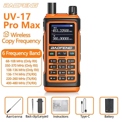 BAOFENG UV-17Pro Max Dual Band VHF/UHF Walkie Talkie with One-key Frequency Matching NOAA Weather Channels for Hiking Camping