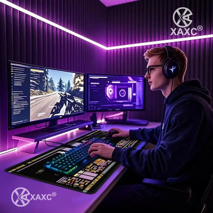Black S-Stars T-Treks Mouse Pad Large Keyboard Mouse Desk Pad XXL Non-Slip Rubber Gaming Mouse Pad Laptop Mouse Carpet XAXC
