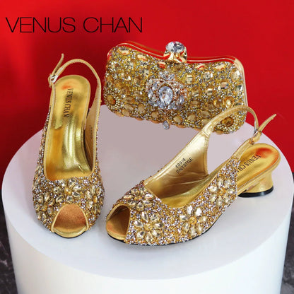 2024 Shoes and Bag for Party Wedding Plus Size Women Shoes 43 High Heels Sexy Ladies Luxery Shoes Women Dress Pumps with Purse