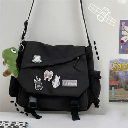 Youth Fashion Nylon Crossbody Bags for Women Handbags Shoulder Bag Large Capacity Solid Canvas Messenger Bag Girls School Bags