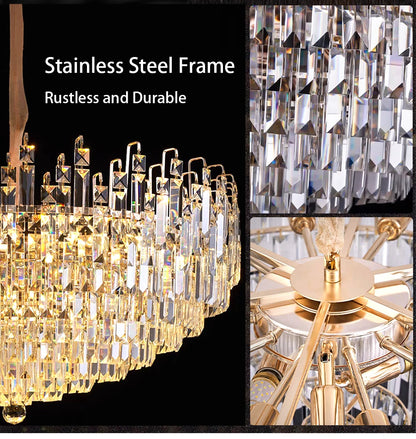 Modern Crystal Pendant Luxury Ceiling Chandelier LED Hanging Lamp for Living Dining Room Bedroom Home Decor Gold Luster Lighting