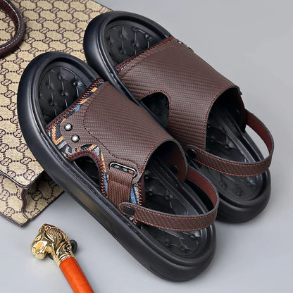 Men's Outdoor Two-Way Wear Slippers Summer Comfortable Slides Anti-Slip Soft-Soled Sandals Casual Breathable Male Beach Shoes