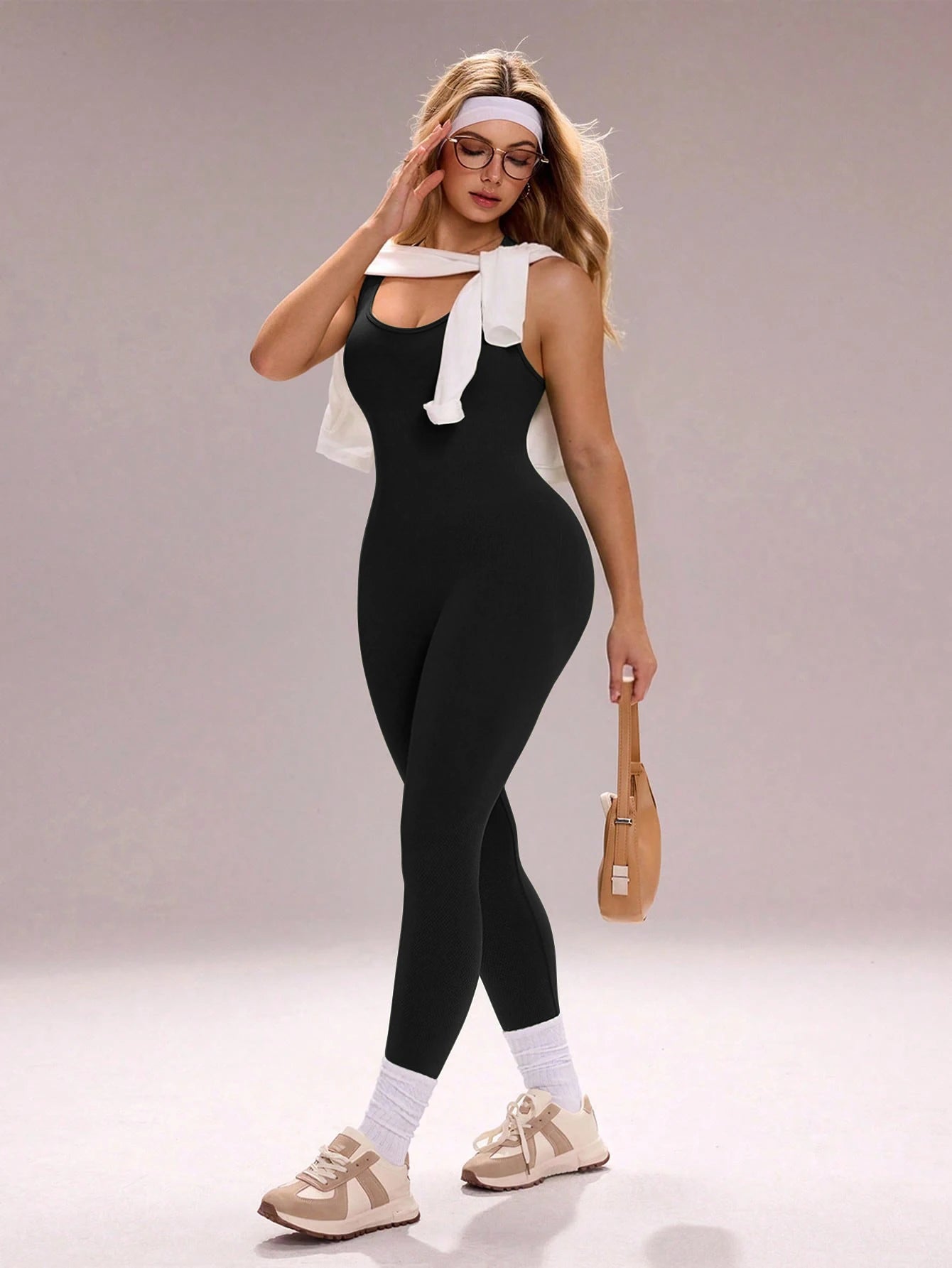 Crisscross Backless Seamless Yoga Jumpsuit Butt Lifting Tummy Control Sleeveless Fitness Workout One Piece Bodysuit