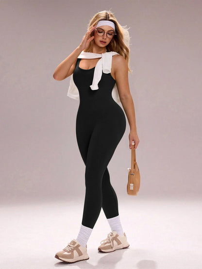 Crisscross Backless Seamless Yoga Jumpsuit Butt Lifting Tummy Control Sleeveless Fitness Workout One Piece Bodysuit