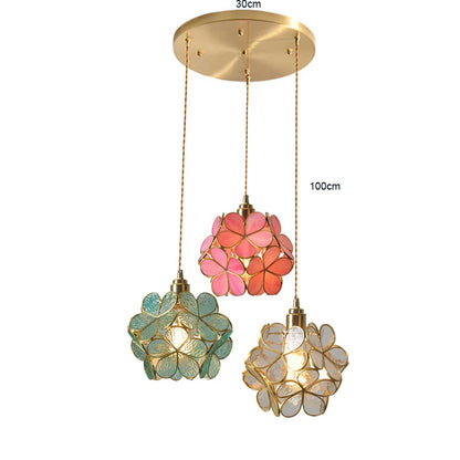 Modern Glass Pendant Lights for Restaurant Cafe Decoration Hanging Lamp Ceiling Chandeliers Nordic Flower Lighting Hotel Decor