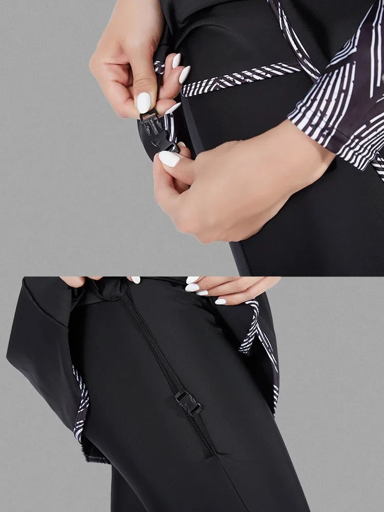 3PCS/Set Muslim Modest Burkini Swimwear Women Long Sleeves Swimsuit Islamic Bathing Suit Swim Hijab Pant, Quick Drying, UPF50+