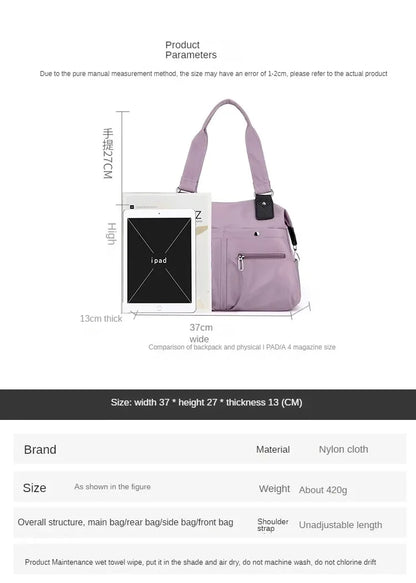 Tote Bag Handbag Shoulder Bag for Women Nylon Waterproof Large Capacity Shopping CrossBody Bag Ladies Messenger Bags Handbags