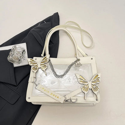 Sweet Y2k Lolita Butterfly Chain Shoulder Bags Trendy Gothic Harajuku Ita Bag Japanese Chic Women Transparent Handbags Crossbody