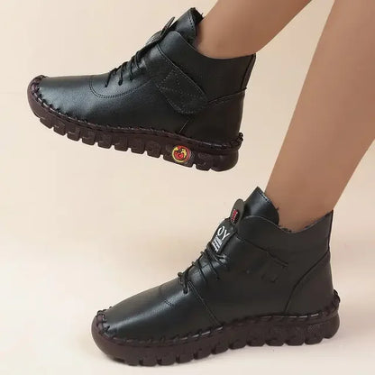 Ngouxm Winter Flat Boots Winter Female Shoes Soft Bottom Short Plush Mother Snow Botas De Invierno Para Mujer