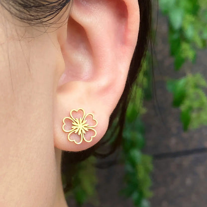Minimalist Stainless Steel Earings Mini Heart Star Geometric Stud Earrings For Women Cute Cat Dog Flower Leaf Earrings Jewelry