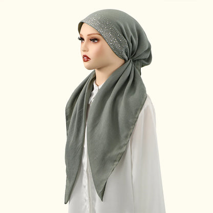 Muslim Solid Color Hijab Caps for Women Innovative Design Long Cotton Linen Soft Elasticity Head Scarf Female Handkerchief