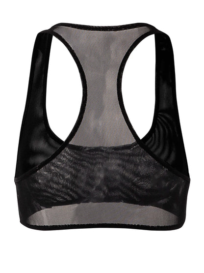 Women's Simple Slimming Street-Style Solid Color Semi-sheer Sleeveless Crop Top Women Gym Outfit