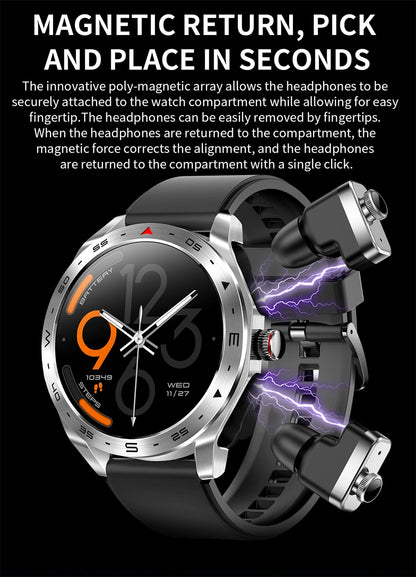 LIGE With Earbuds Bluetooth Headset Smartwatch Women Speaker Tracker Music Sport Watch Men Waterproof Smart Watch AMOLED Screen