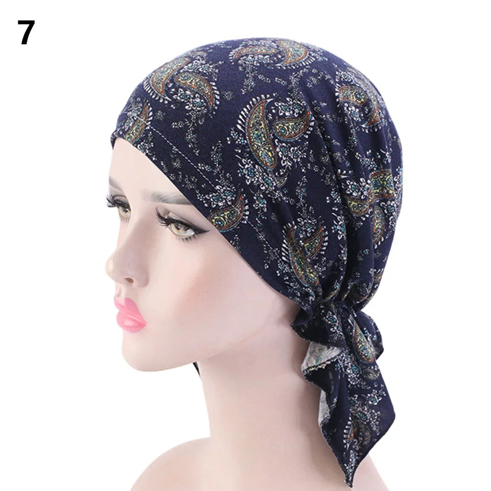 2020 NEW Fashion Women Flower Muslim Ruffle Cancer Chemo Hat Beanie Scarf Turban Head Wrap Cap Printed Headwear Lady Hats